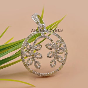 925 Silver Designer Floral Pendant New Floral Diamond Pendant Jewelry