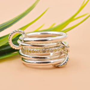 Designer 5-Set Ring With Diamond Jumps Connector 925 Sterling Silver Jewelry