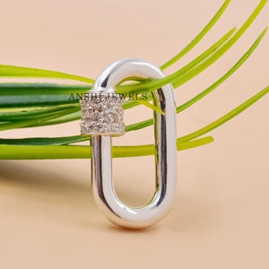Necklace Jewelry Connector White Cubic Zirconia Screw Carabiner Lock Jewelry New Carabiner Lock