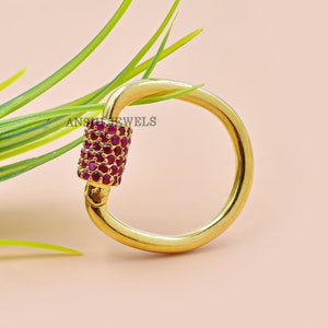 14 kt geelgoud verguld robijn onderschuifslot, sieraden met verbindingsslot