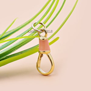 14K Gelbgold Drehverschluss Lock Rosa Emaille Großhandel Drehverschluss Schmuck