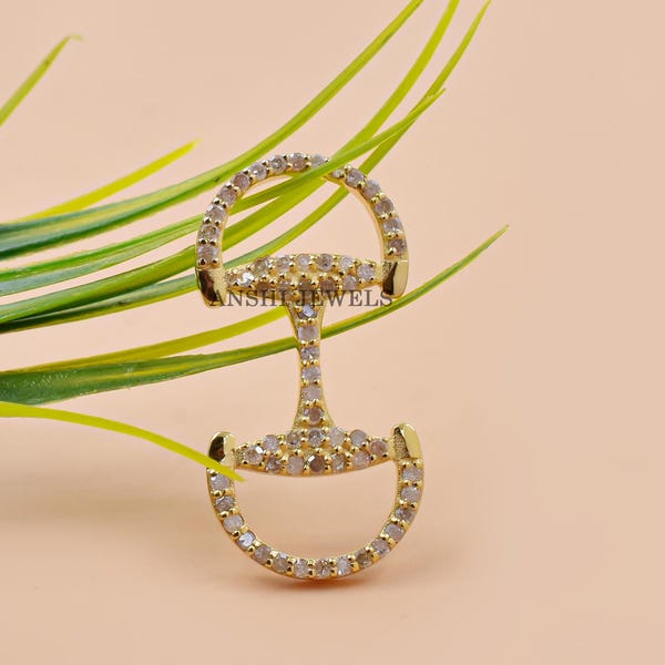 14K Gelbgold überzogene Diamant Pferd Bit Anhänger, Armband Stecker Charme Schmuck