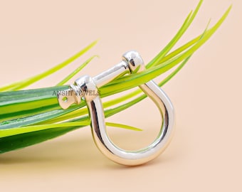 Handmade Sterling Silver Shackle Lock, Necklace Connector (20x14 mm)