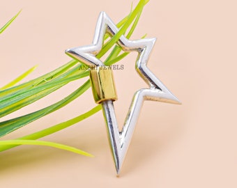 Sterling Silber Star Lock, Gelbgold Schraubkarabiner, handgemachter Schmuck