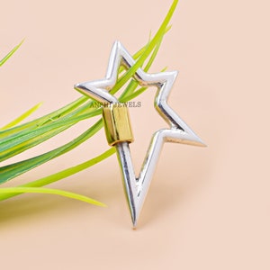 Sterlingzilveren sterslot, geelgouden karabijnhaak, handgemaakte sieraden