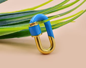 Handmade Enamel Sterling Silver Carabiner Lock (20x9 MM)