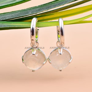 New Designer Dangle Hoop Earring 925 Silver Moonstone Hoop Earring