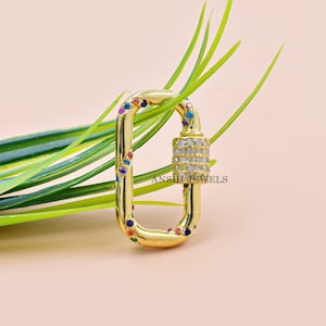925 Silver Carabiner Lock Single Cut Diamond Screw Lock Multi Cubic Zirconia Designer Lock Woman Jewelry Connector Lock