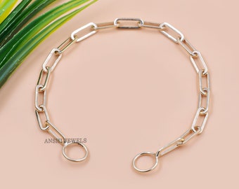 Bracelet chaîne à maillons ovales en or jaune 14 carats, fait main