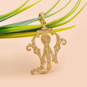 Custom Letter 14K Gold Plated Diamond Monogram Jewelry