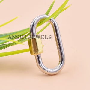 Handgemaakt karabijnslot van sterlingzilver, vergulde schroef (25 x 11 mm)