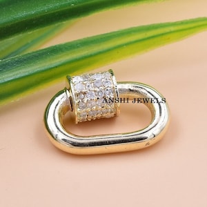 14K Yellow Gold Carabiner Lock Diamond Necklace Connector Lock Jewelry