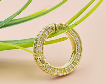 14K Yellow Gold Diamond Enhancer Charm Lock, Connector Lock Jewelry