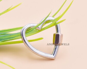 Sterling Silber Herz Karabiner Schloss, Rotgold Schraubverschluss