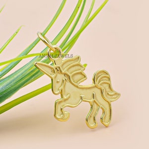 14K Yellow Gold Plated Unicorn Charm, Plain Unicorn Charm, Beautiful Unicorn Charm, Necklace Unicorn Charm, Silver Unicorn Charms Jewelry