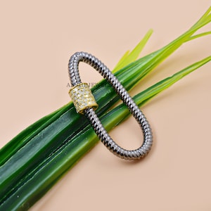 925 Sterling Silver Twisted Oval Carabiner Lock Gold Plated Diamond Screw Carabiner Lock Jewelry