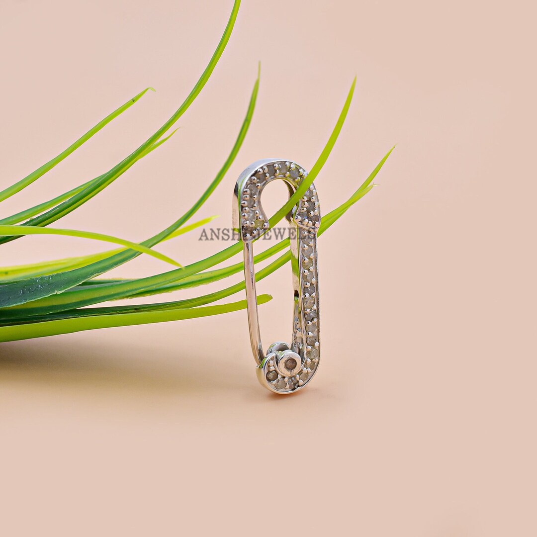 925 Silver Safety Pin Lock Pave Diamond Safety Pin Lock Etsy