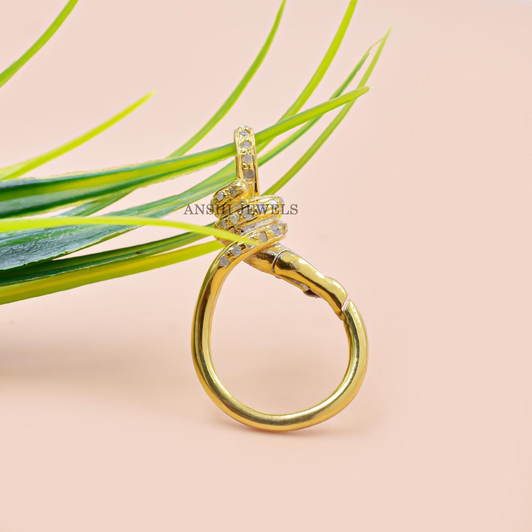 Designer Finding Lock With Diamond Detail Connector in 14K Yellow Gold ...