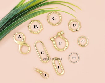 Wholesale Designer Lock Jewelry 14K Yellow Gold Charm Holder Connector Enhancer Lock