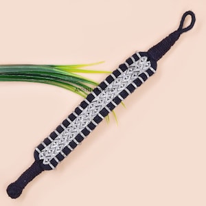 Single Cut Diamond Macrame Bracelet, Black Thread Diamond Bracelet, Woman 925 Silver Bracelet, New Designer Handmade Bracelet Jewelry