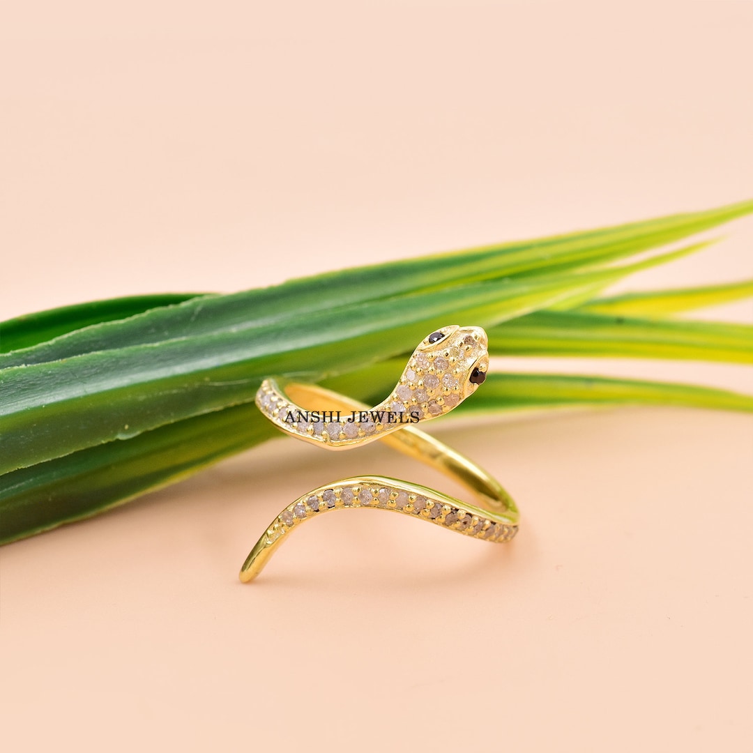 14K Yellow Gold Plated Snake Ring, Diamond & Blue Sapphire Snake Ring — free download