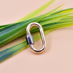 14K Rose Gold Plated Carabiner Lock, Black Rhodium Plated Screw Carabiner Lock, 925 Sterling Silver Carabiner Lock, Handmade Carabiner Lock