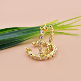 Orecchini A Cerchio Placcati Oro 14K Con Zirconi: Argento 925, Ipoallergenici, 20 Mm