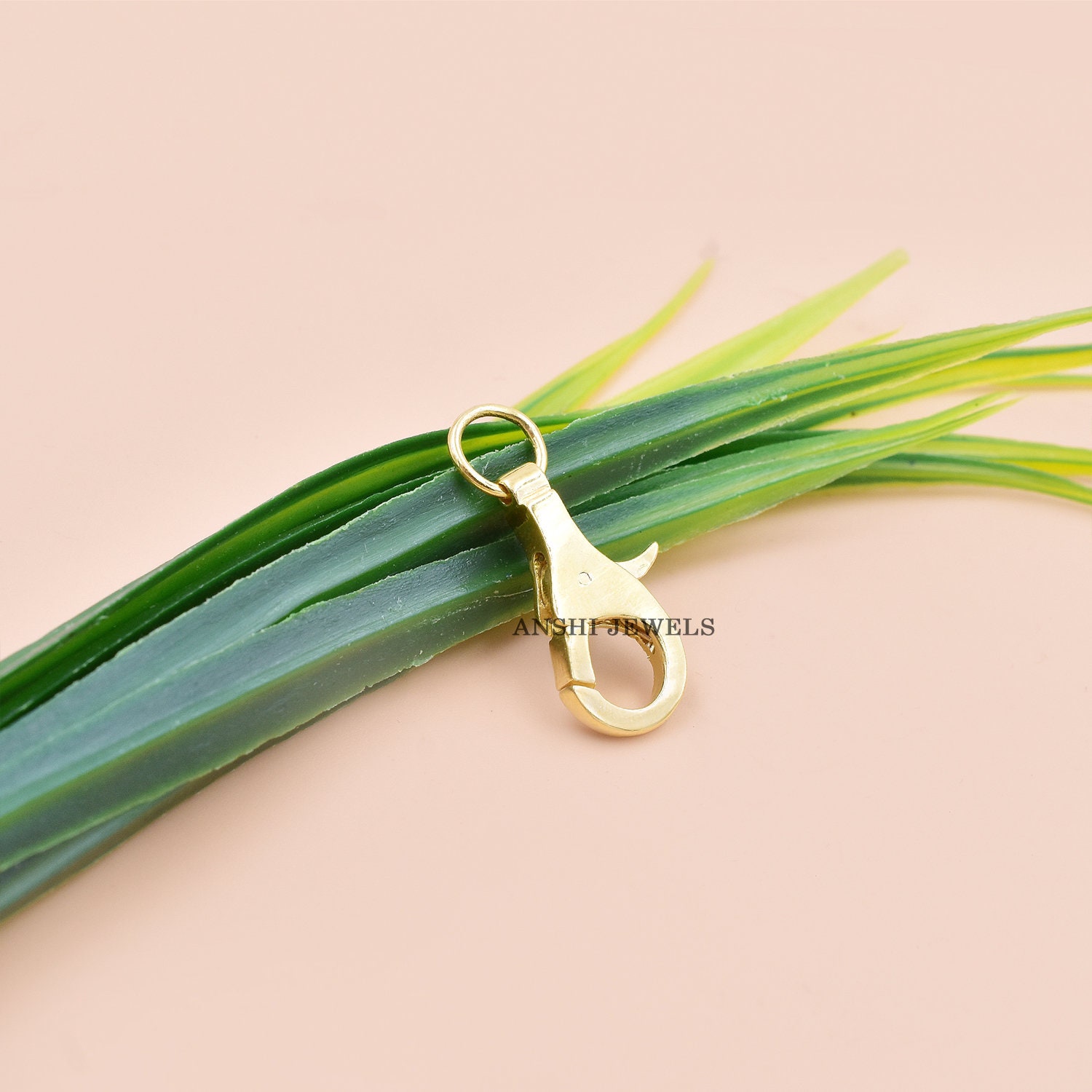 14K Yellow Gold Plated Single Cut Diamond Lobster Clasp Lock, Wholesale ...