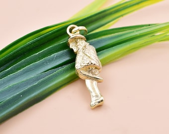 14K Yellow Gold Plated Victorian Lucky Gobbo Pendant - Hunchback Gobbo Designer Jewelry