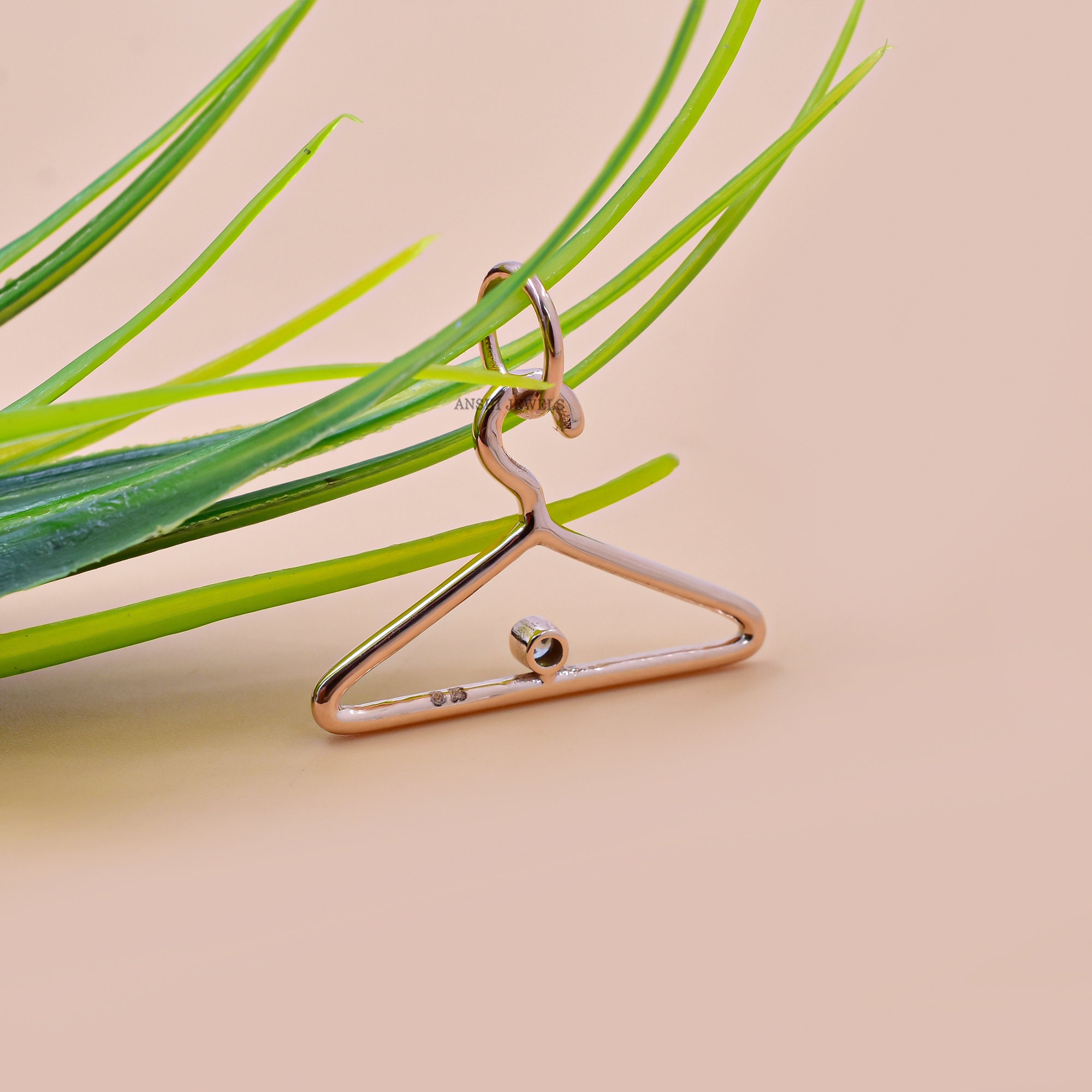 14K Rose Gold Diamond Hanger Charm Holder, Woman Necklace Jewelry