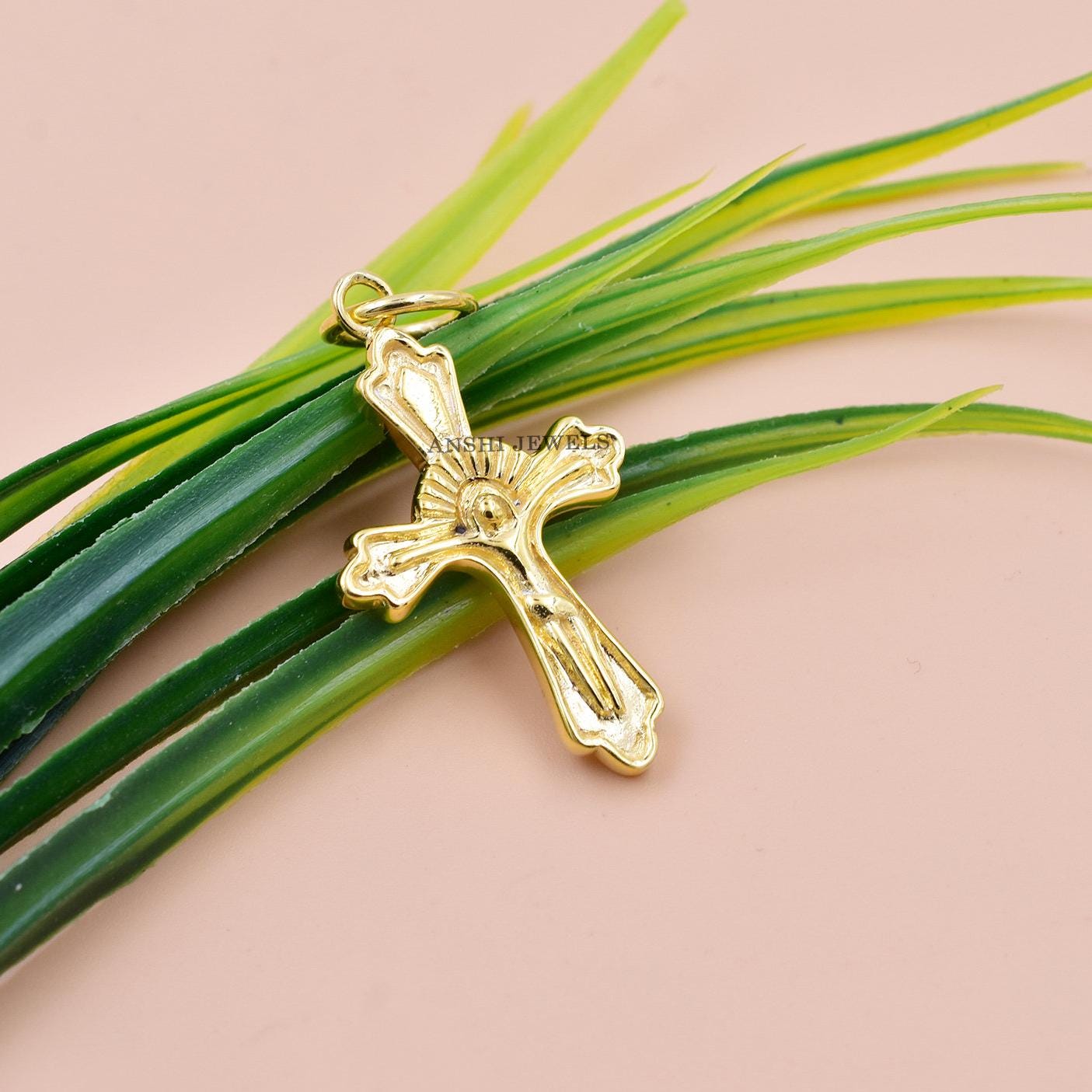 Handmade Gold Plated Jesus Cross Pendant, Sterling Silver Crucifix - Etsy