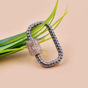 925 Sterling Silver Carabiner Lock, Diamond Screw Carabiner Lock, 14K Rose Gold Plated Screw Carabiner Lock, Handmade Screw Lock