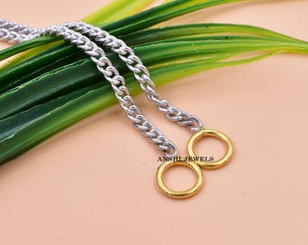Handmade Sterling Silver Curb Chain, White Rhodium Finish, 14 Inch