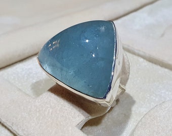 Aquamarine, Handmade Ring, Statement Gemstone Ring, Silver 925