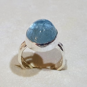 Aquamarin Kristall, handgemachte Ring, Aussage Edelstein Ring, Silber 925