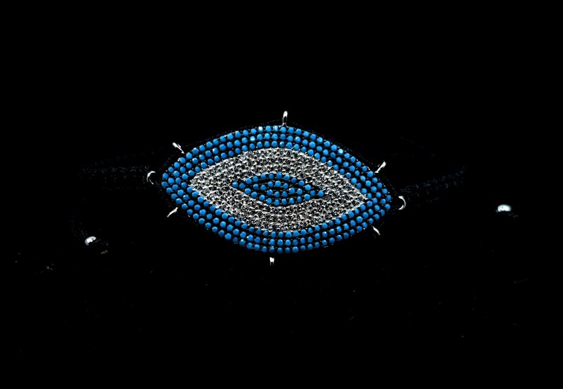 Eye Sterling Silver Evil Gift for Her Macrame Gemstone Turquoise /& Tiny Zircon Handmade Bracelet 925 Large