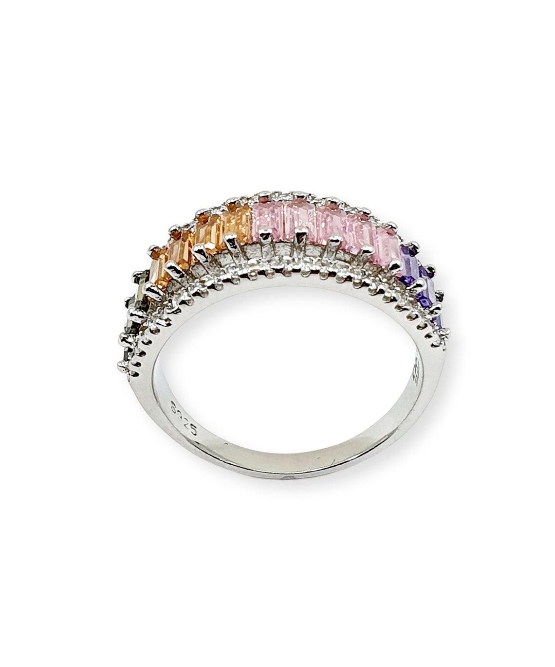 Multi Gemstone Handmade Ring Gift for Her Green Pink | Etsy