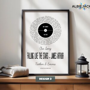 Personalised Song Lyric Print | Custom Song Lyric Vinyl Style Photo Print | Wedding & Anniversary Gift Design 3