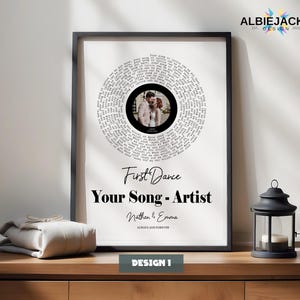 Personalised Song Lyric Print | Custom Song Lyric Vinyl Style Photo Print | Wedding & Anniversary Gift Design 1