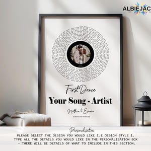 Personalised Song Lyric Print | Custom Song Lyric Vinyl Style Photo Print | Wedding & Anniversary Gift 画像 2