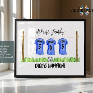 Personalised Football Shirt Print for Dad | Father’s Day Gift | Gifts for Dad | Custom Family Football Wall Art