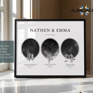 Personalised Star Map of Love Locations | Valentine's Day Gift for Couples | Romantic Custom Map Print | Custom Couple Wall Art