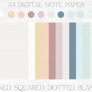 Carta per appunti digitali per Goodnotes, Onenote, notabilità PDF stampabile Modelli quadrati, punteggiati, a righe e vuoti per prendere appunti, 120 modelli