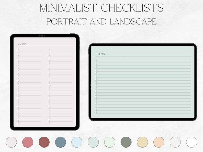 Minimalist Checklist Single and Double Column Portrait and Landscape ...