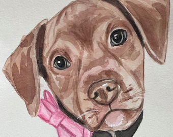 Custom Hand Painted Watercolor Pet Portrait, Pet Portrait from Photo, Pet Memorial, Personalized Painting