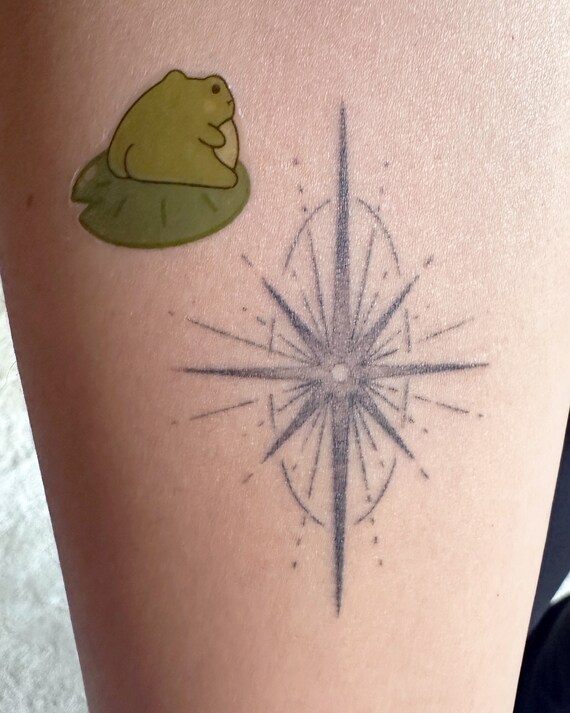 Frog Lover Temporary Tattoo Sheet Lily Pads, Mushrooms, Picnic ...