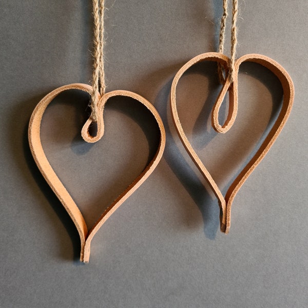 Handmade Large leather heart decorative hanging. Boho craft- Boho home. Leather craft. heart gift. love heart