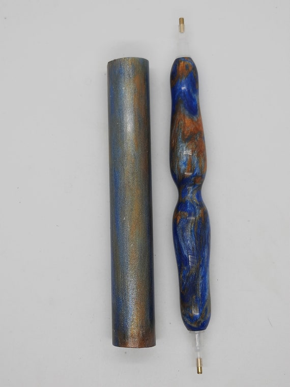 Diamond Painting Pen  - Blue Macaw Diamond Cast - Handmade Custom handcrafted lathe acrylic