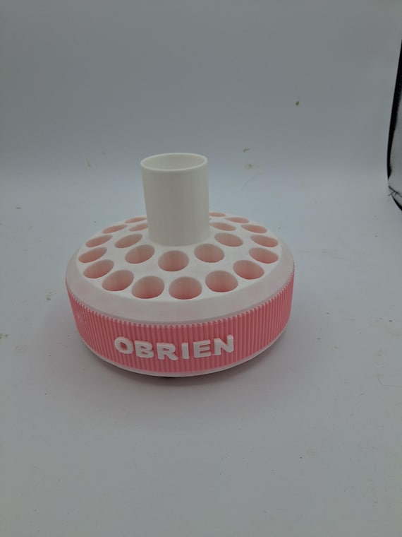 Rotating Pen Carousel 2 tone white and pink - Obrien Custom Turning Diamond painting pen display original model with storage in middle