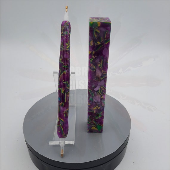 Diamond Painting Pen  - Bourbon Burst - Custom handmade handcrafted lathe acrylic purple yellow green mosaic